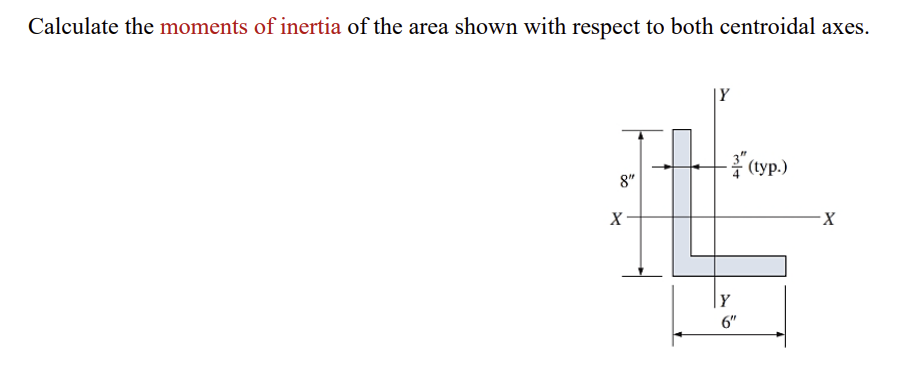 Calculate the moments of inertia of the area