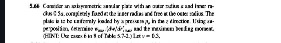 5 . 6 6 Consider an axisymmetric annular plate