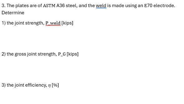 The plates are of ASTM A 3 6 steel, and the weld