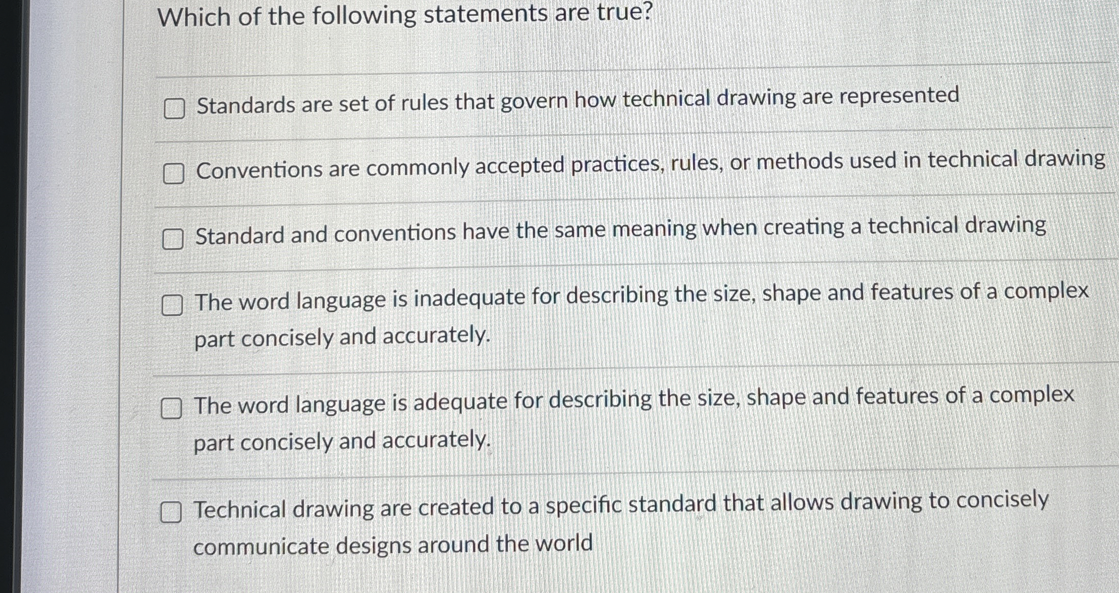 Which of the following statements are true?