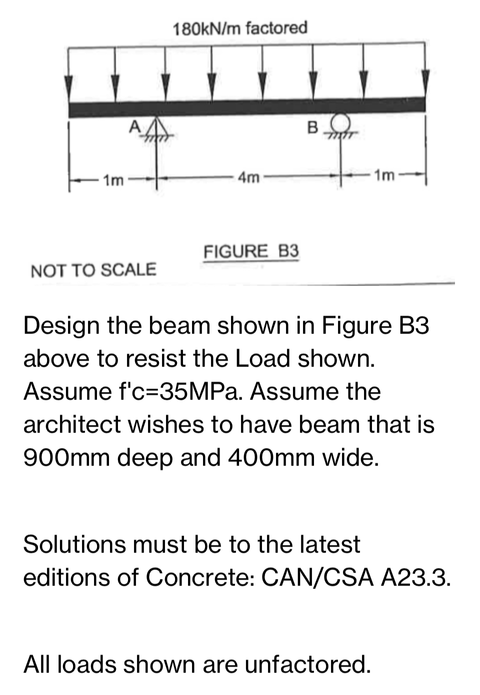 FIGURE B 3 NOT TO SCALE Design the beam shown in