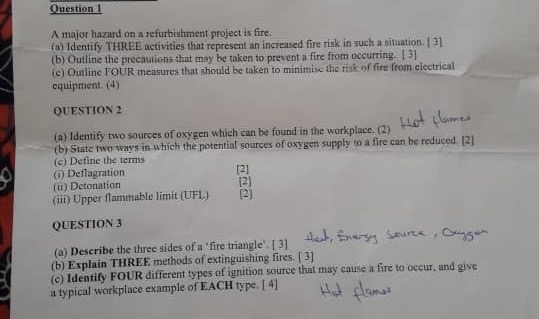 Question 1 A major hazard on a refurbihiment