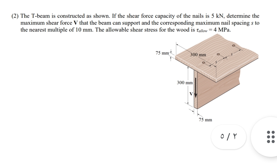 ( 2 ) The T - beam is constructed as shown. If