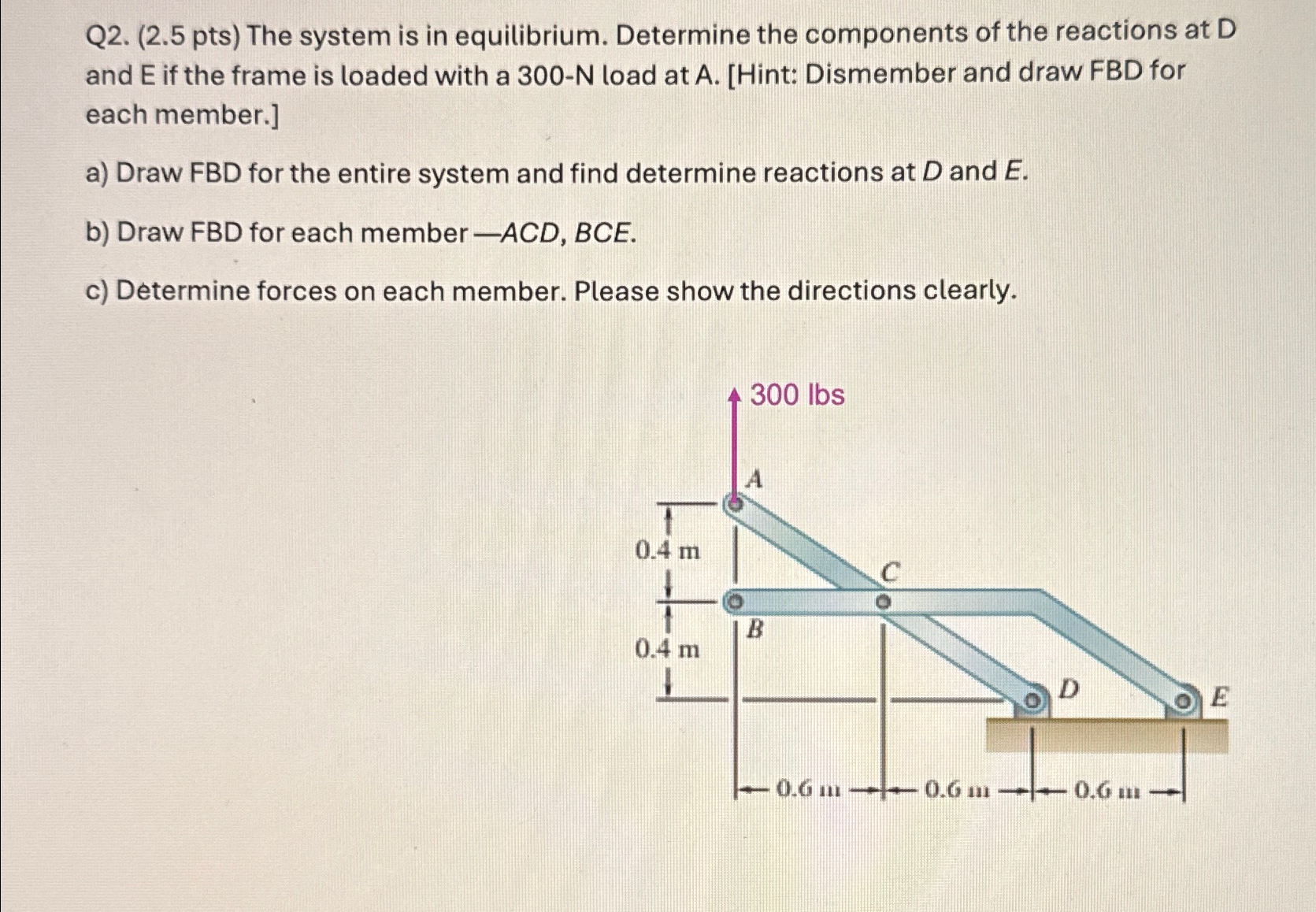 Q 2 . ( 2 . 5 pts ) The system is in equilibrium.
