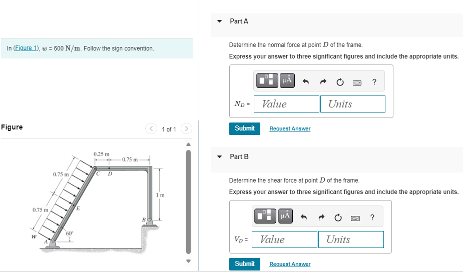 Part A In ( Figure 1 ) , w = 6 0 0 N m . Follow