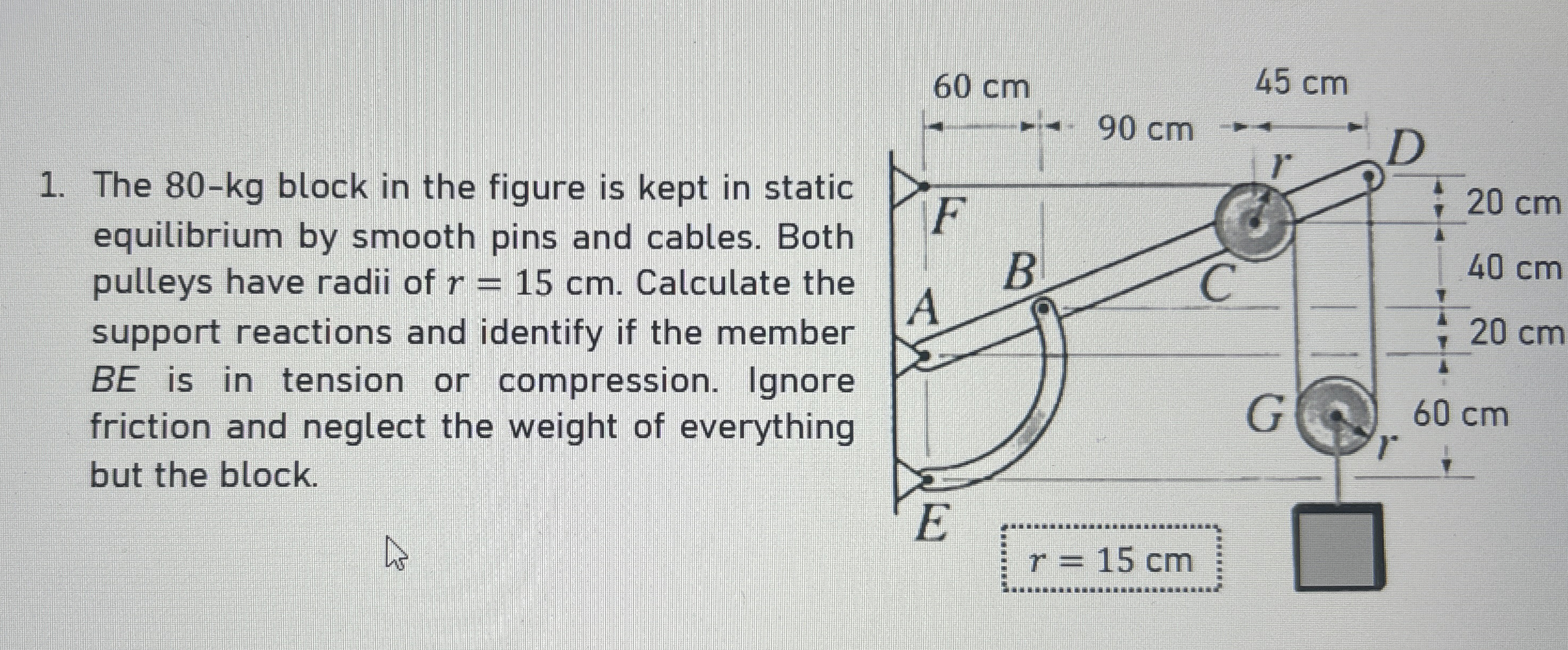 The 8 0 - k g block in the figure is kept in