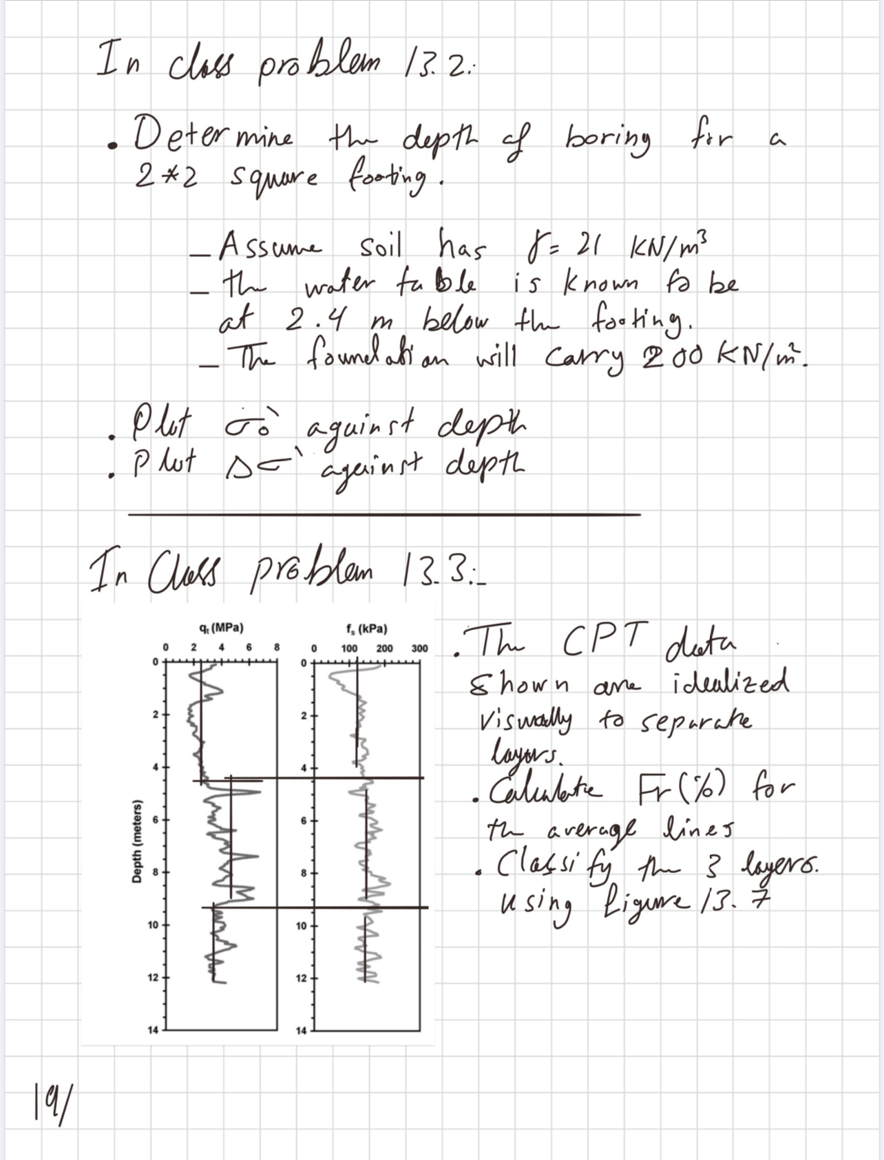 In closs problem 1 3 . 2 . Determine the depta of