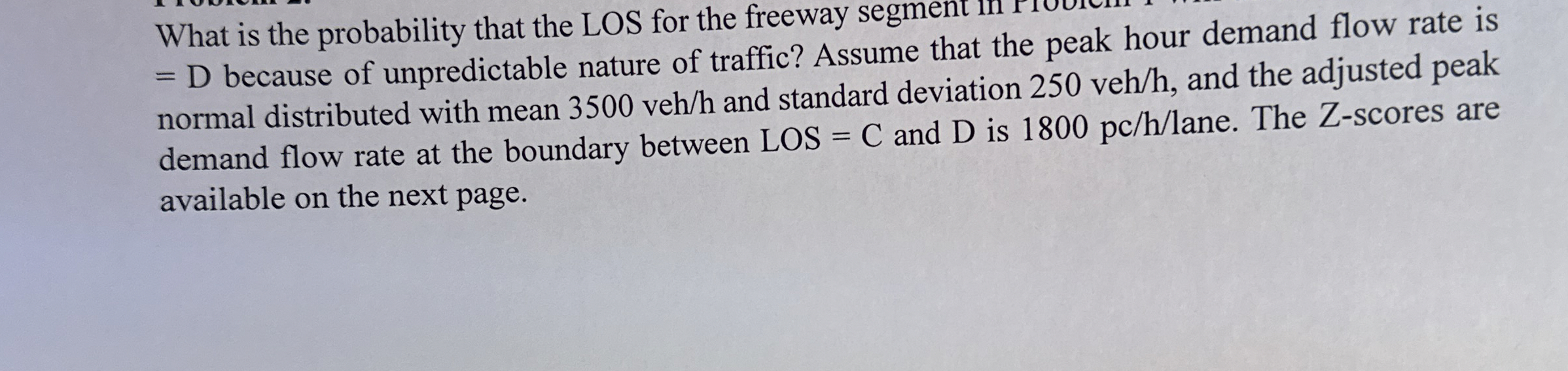 What is the probability that the LOS for the