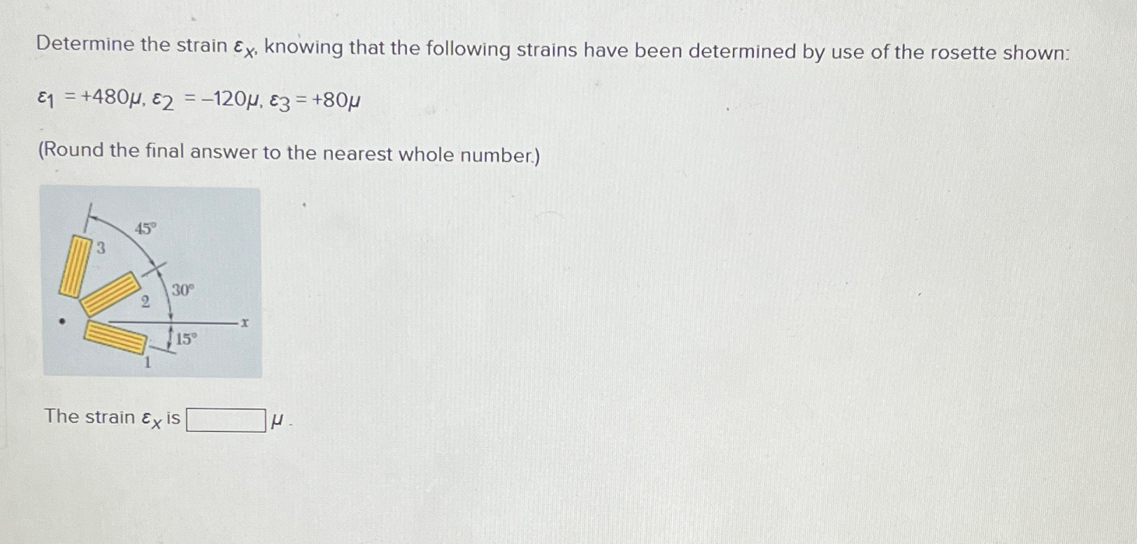 Determine the strain x , knowing that the
