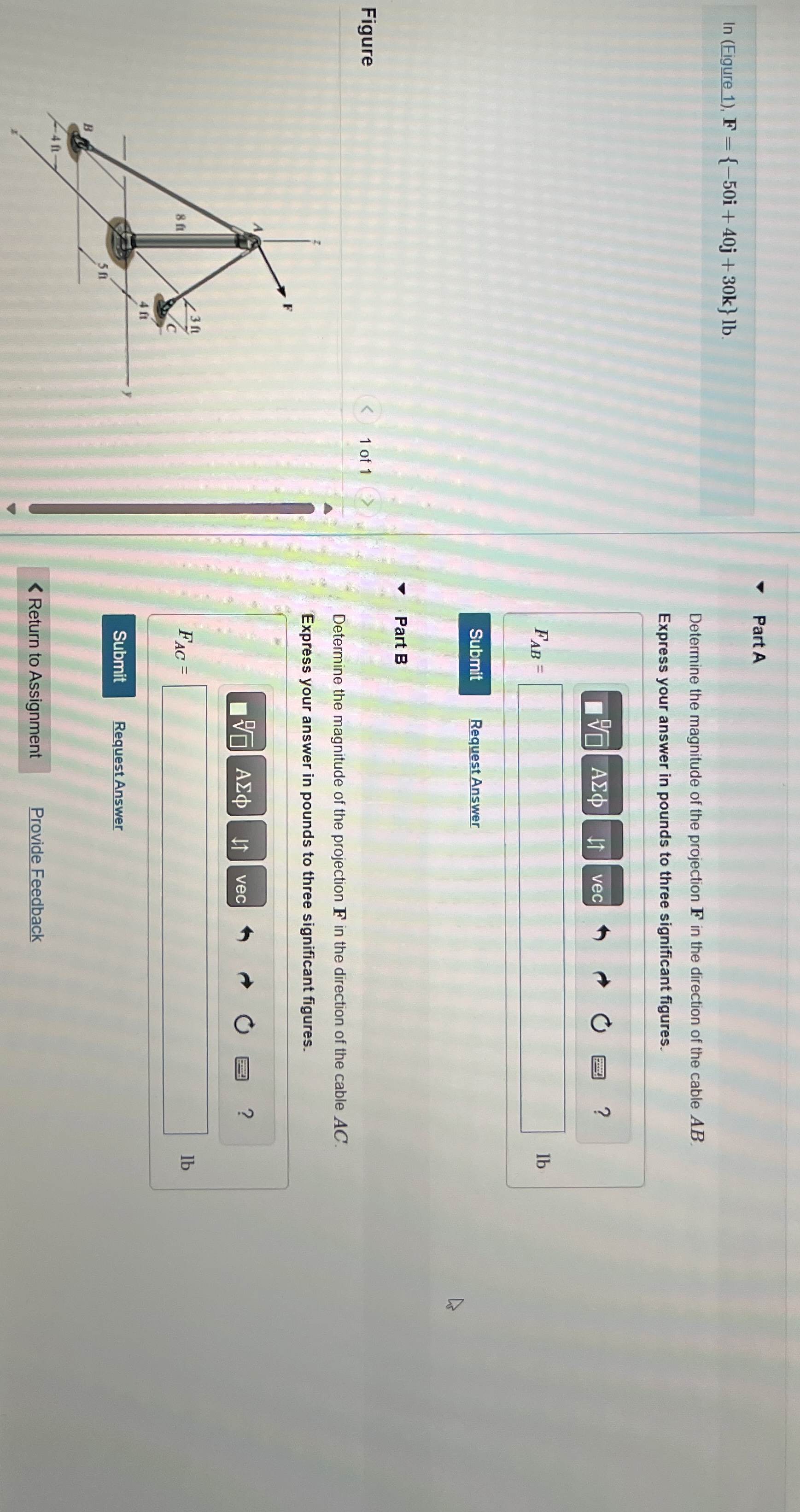 l n ( Figure 1 ) , F = { - 5 0 i + 4 0 j + 3 0 k