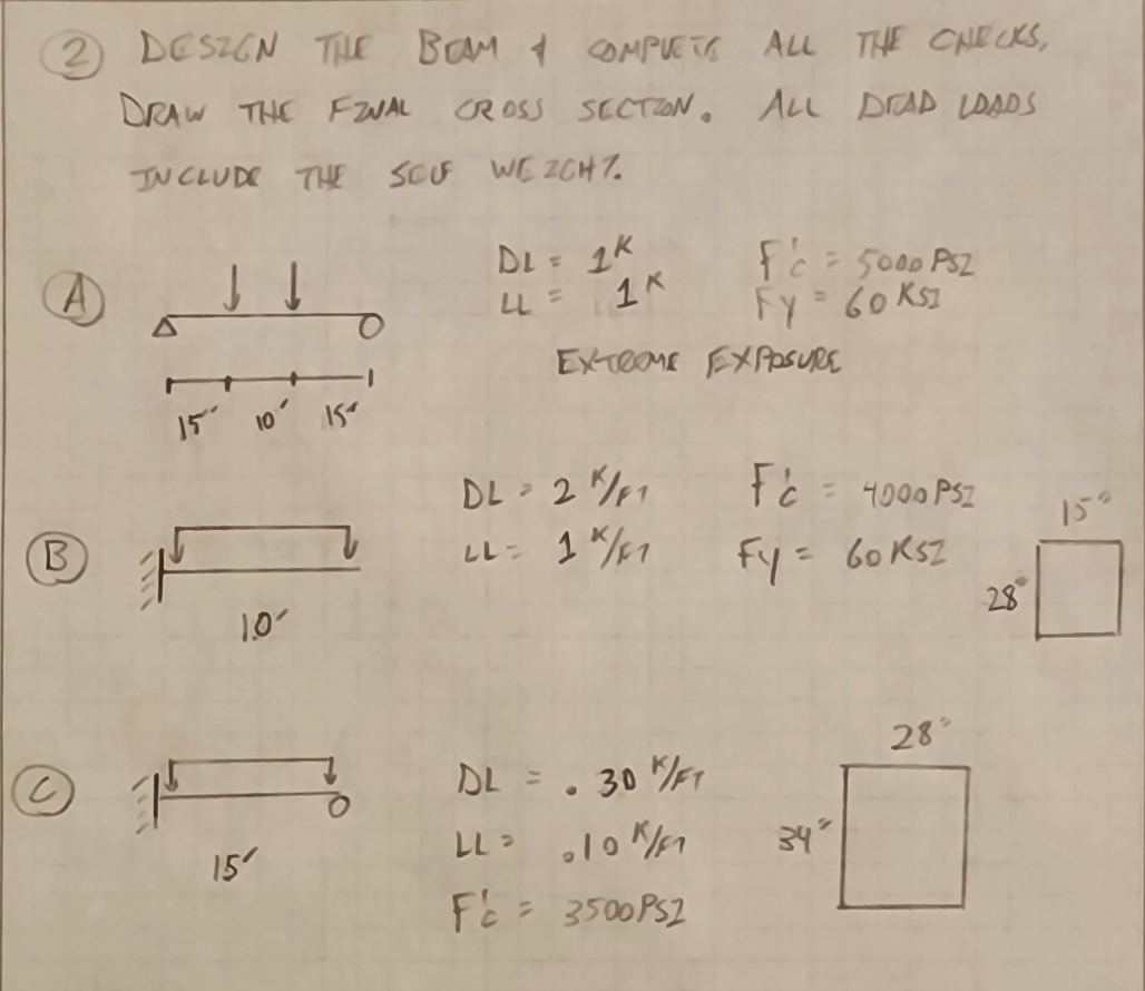 ( 2 ) DESIGN THE BEAM AND COMPLETE ALL THE