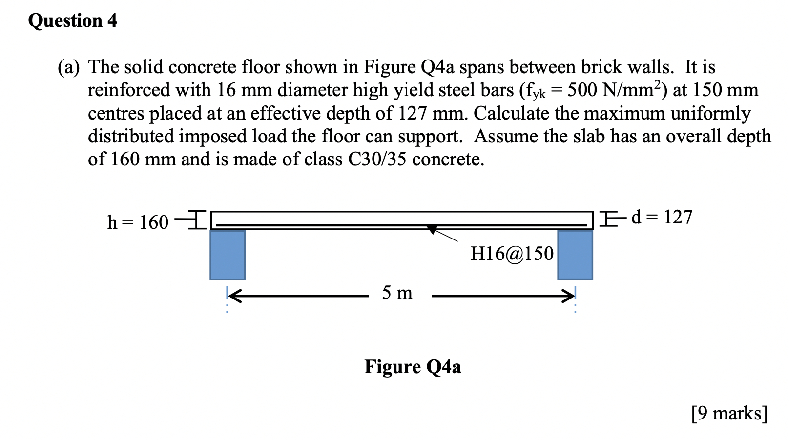 Question 4 ( a ) The solid concrete floor shown