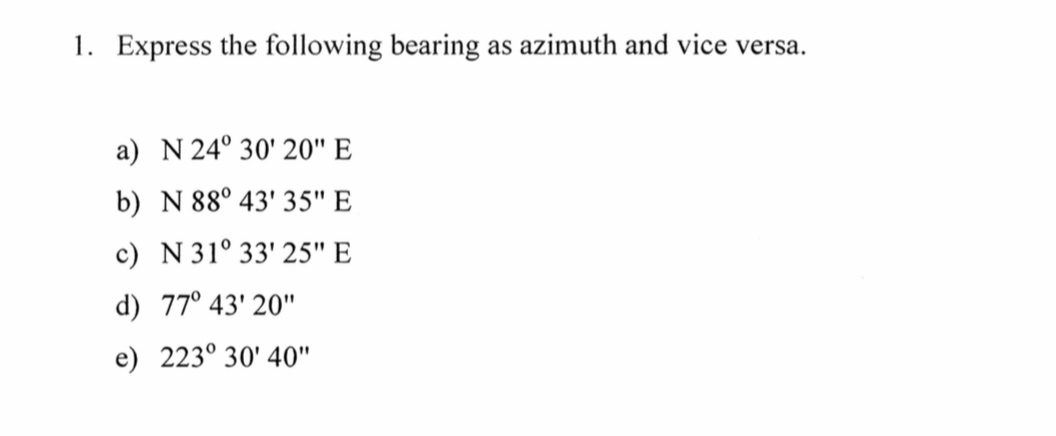 Express the following bearing as azimuth and vice