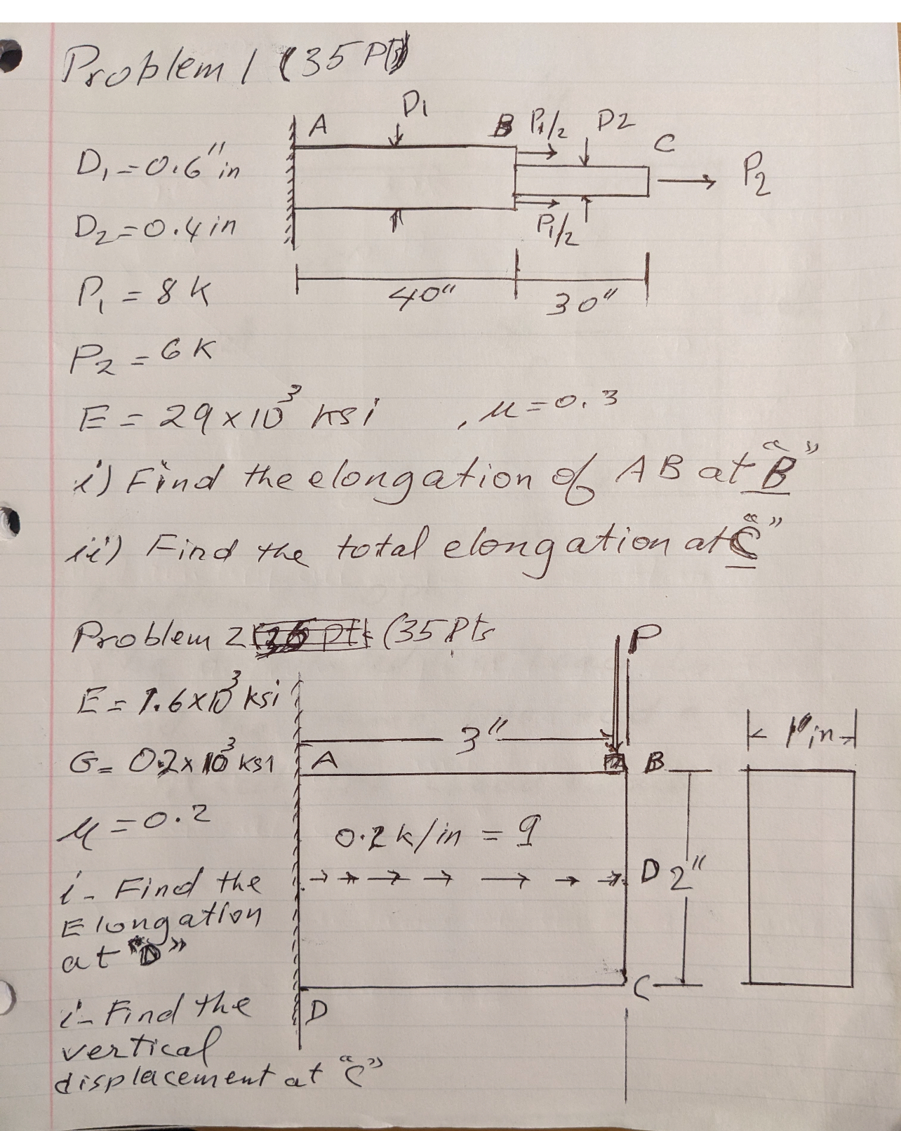 Proplem / 1 3 5 P ( I ) D 1 = 0 . 6 ' ' i n D 2 =