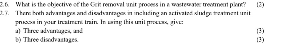 2 . 6 . What is the objective of the Grit removal