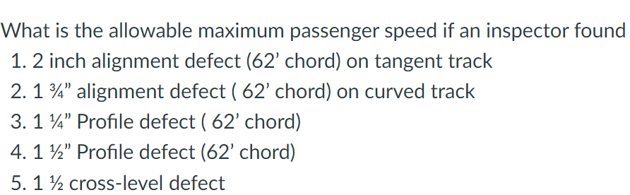 Railroad engineering What is the allowable