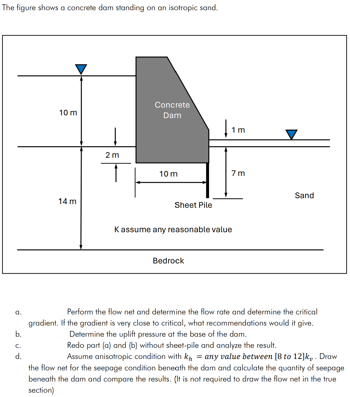 a . Perform the flow net and determine the flow
