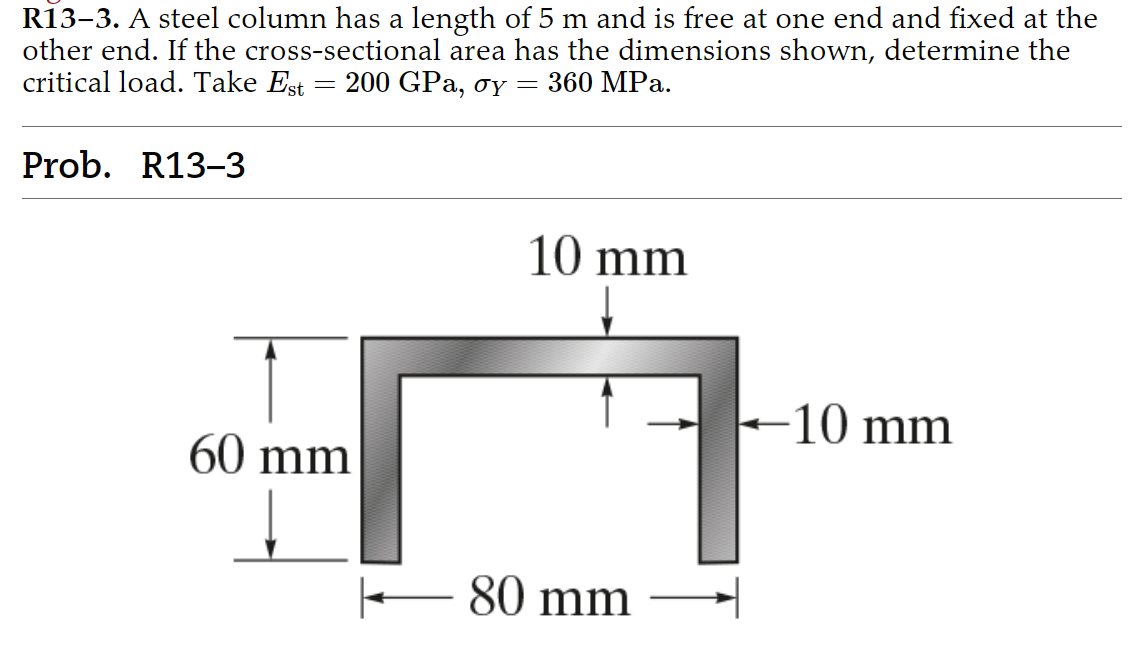 R 1 3 - 3 . A steel column has a length of 5 m