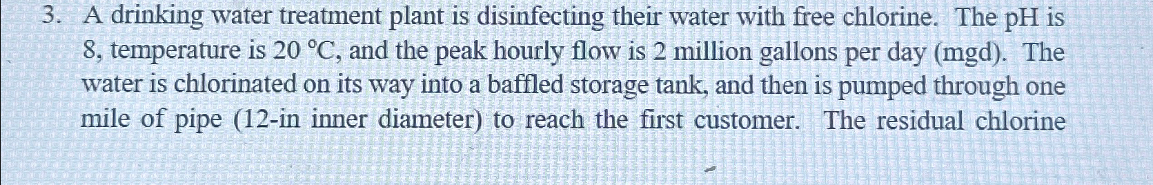 A drinking water treatment plant is disinfecting