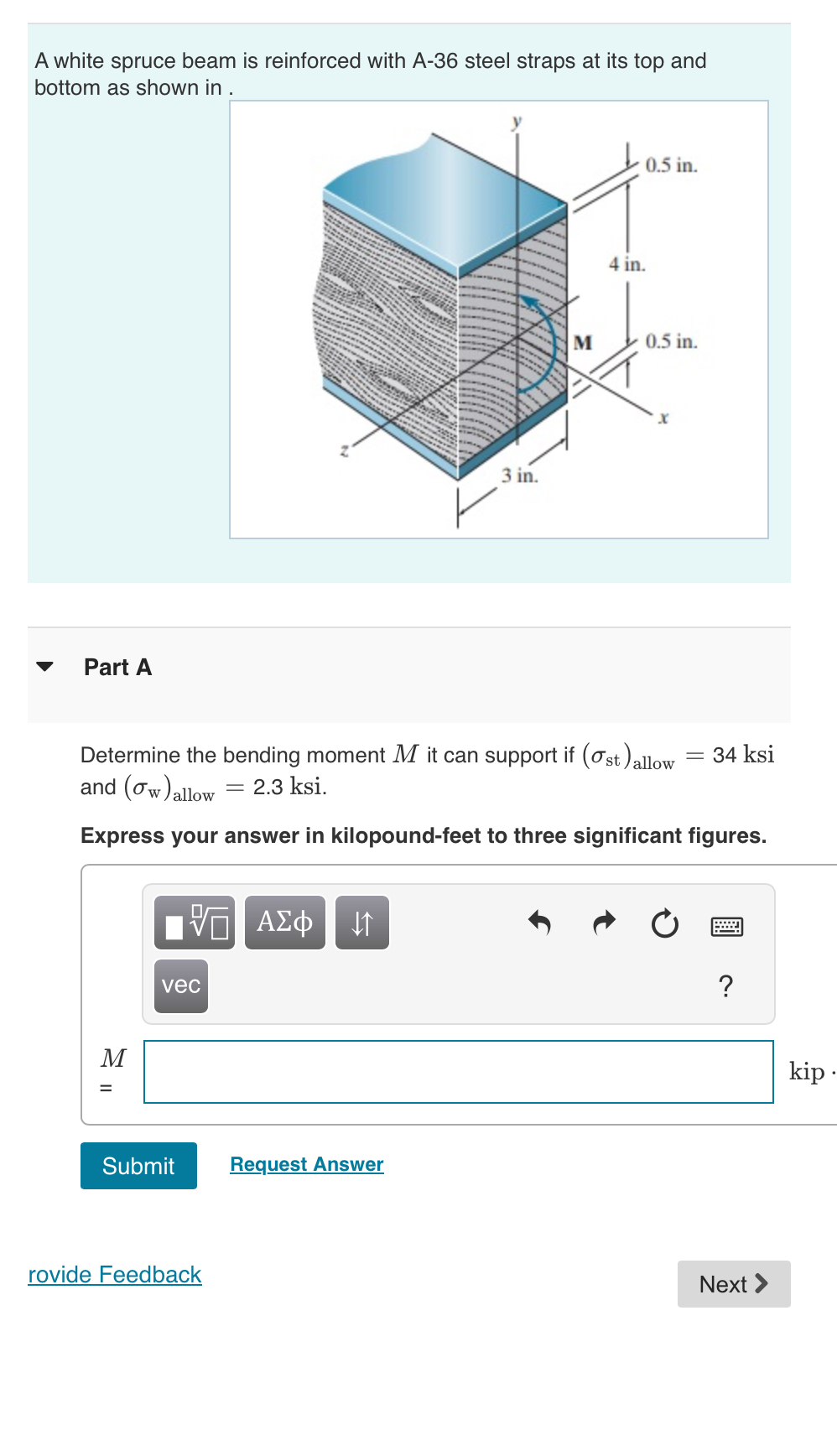 A white spruce beam is reinforced with A - 3 6
