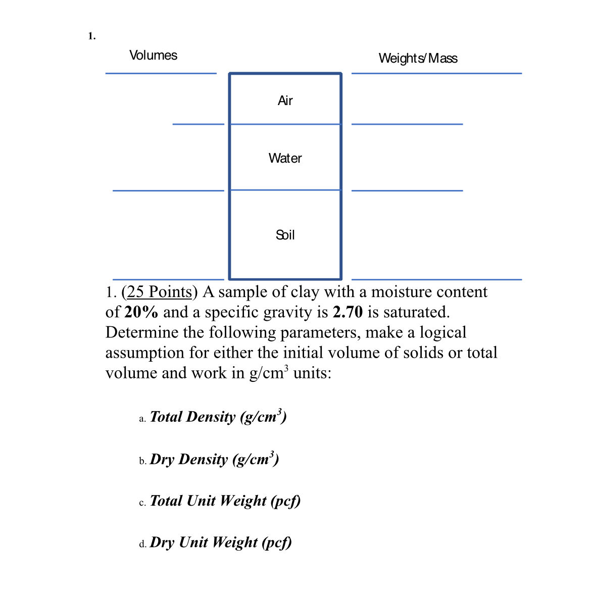 ( 2 5 Points ) A sample of clay with a moisture