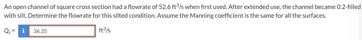 An open channel of square cross section had a