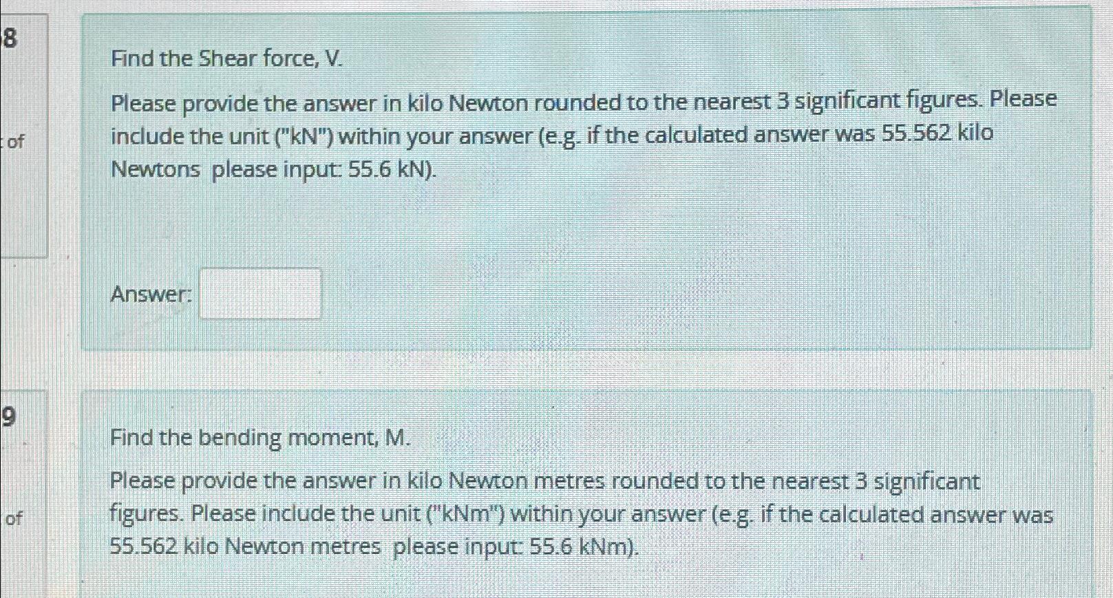 Determine the internal loading in the hook shown