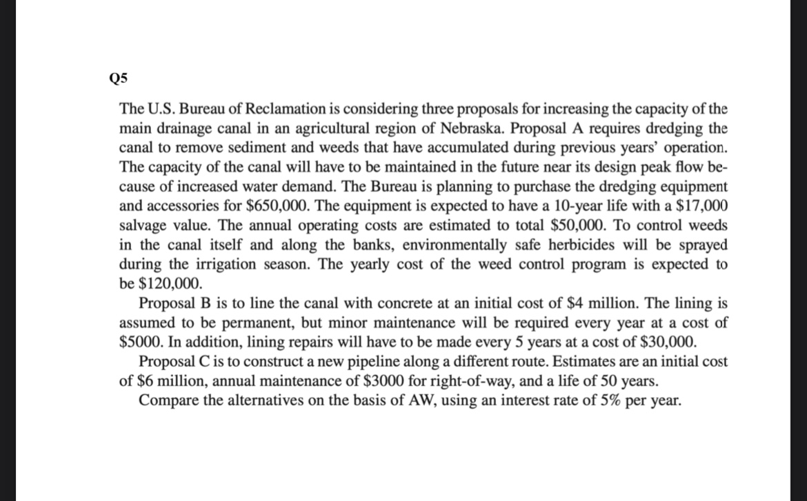 Q 5 The U . S . Bureau of Reclamation is