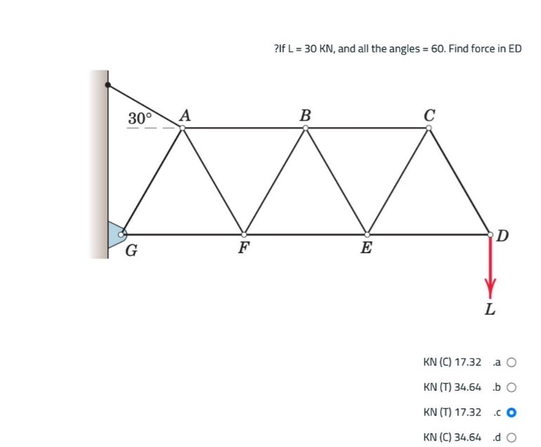 ? If L = 3 0 K N , and all the angles = 6 0 .