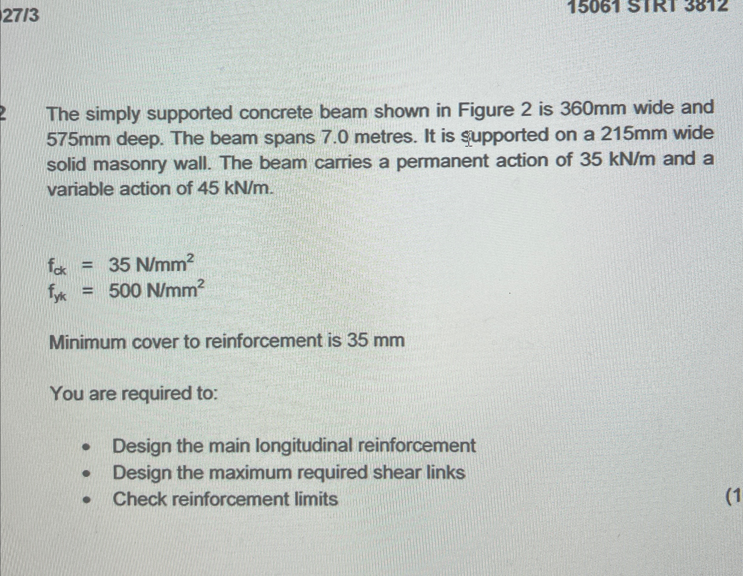 2 7 3 The simply supported concrete beam shown in
