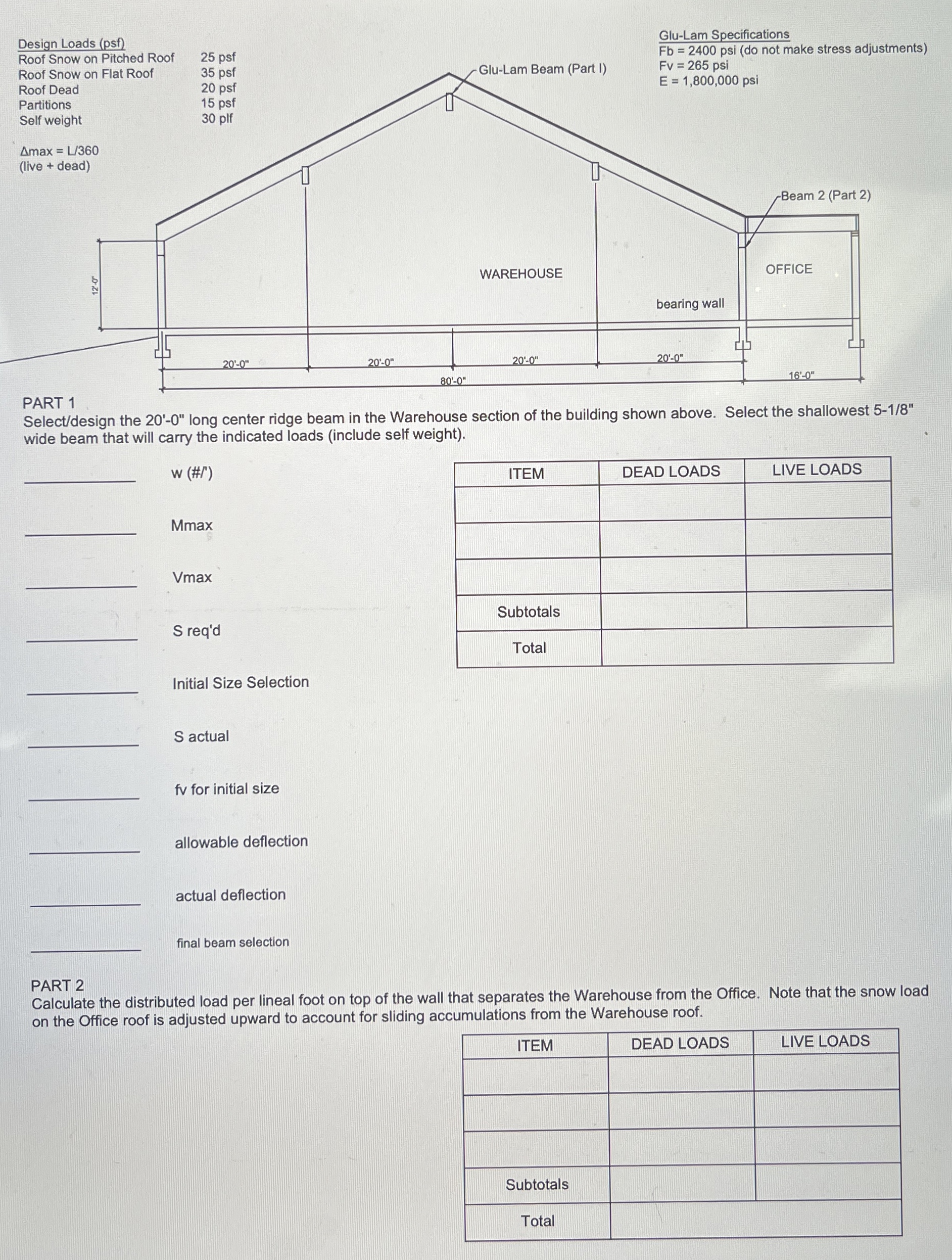PART 1 Select / design the 2 0 ' - 0 ' ' long