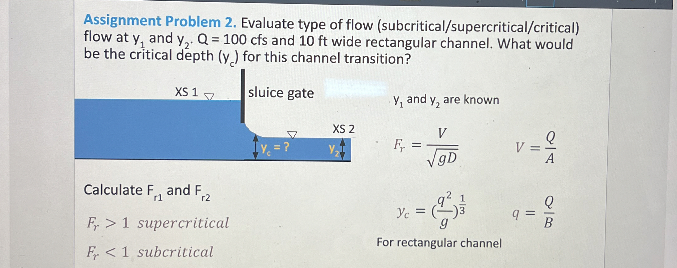 Assignment Problem 2 . Evaluate type of flow (