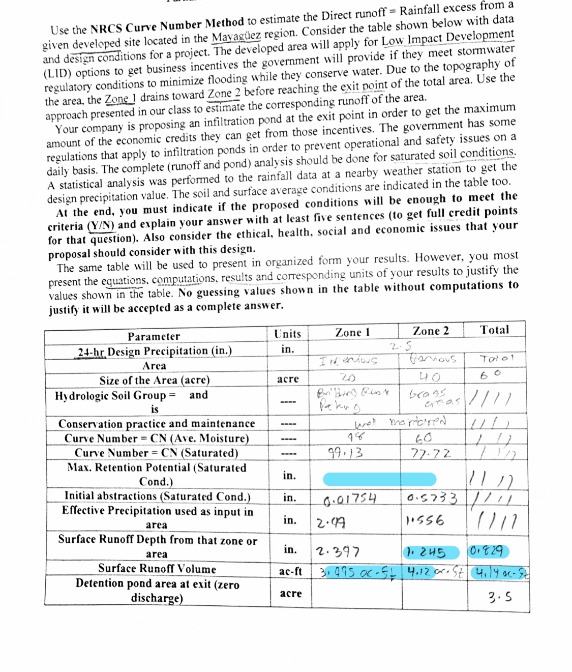 Water Resources Civil Engineering Use the NRCS