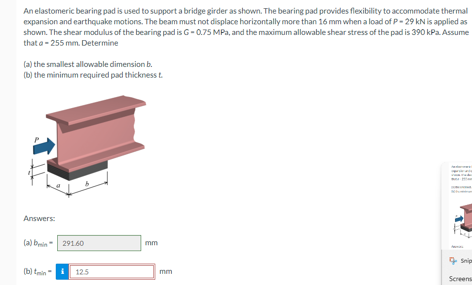 solveAn elastomeric bearing pad is used to