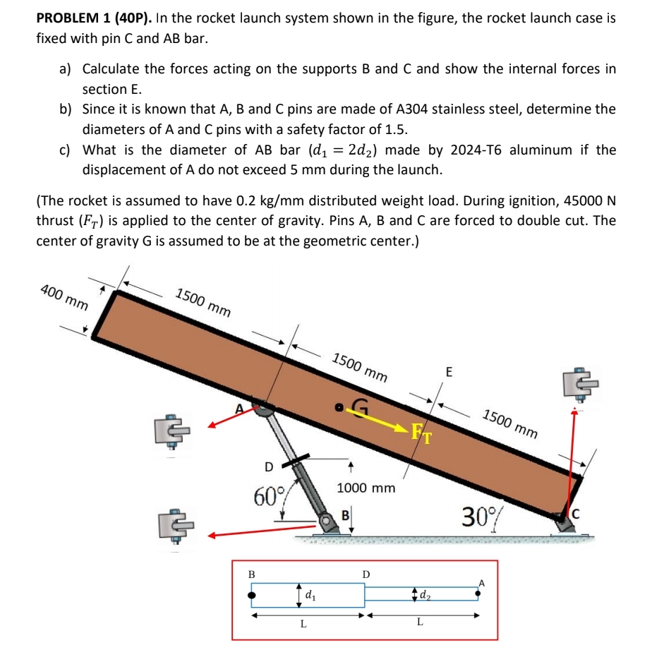 PROBLEM 1 ( 4 0 P ) . In the rocket launch system