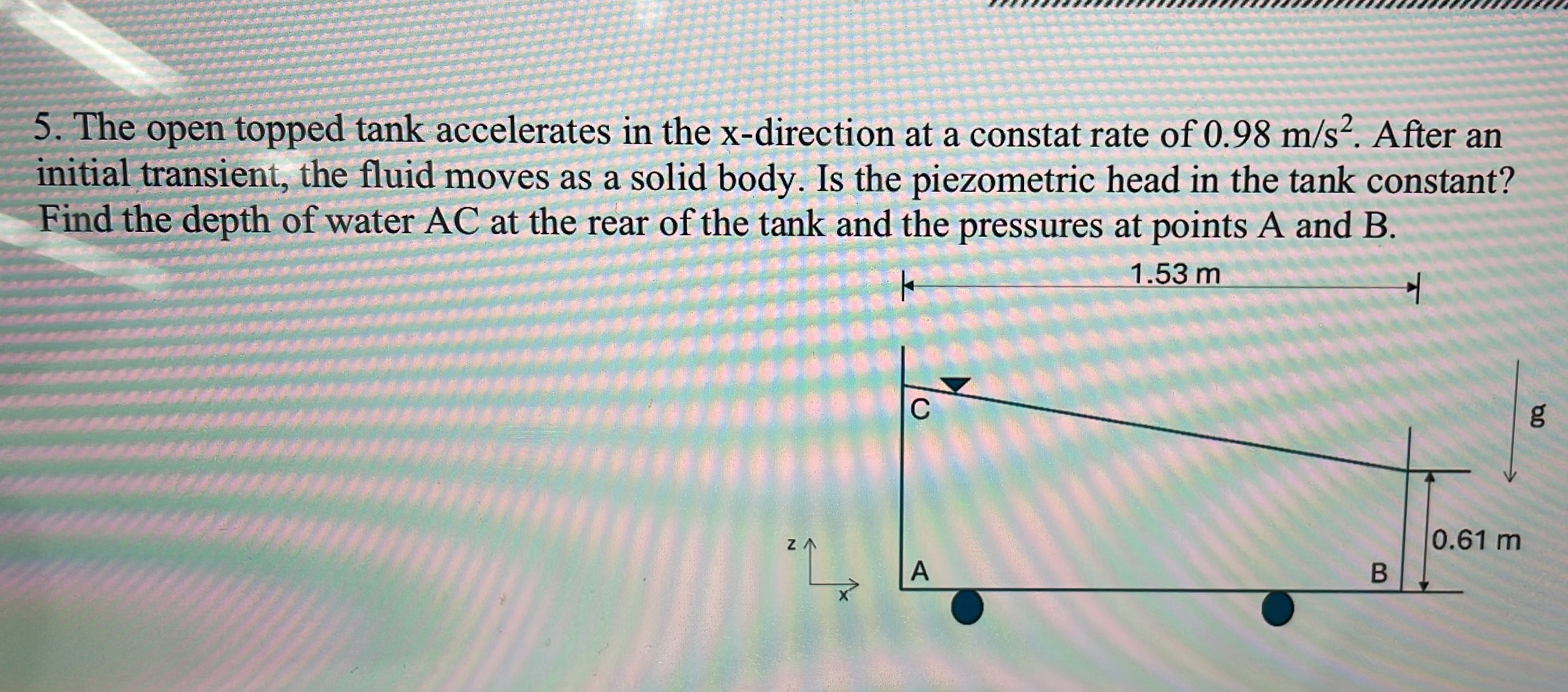 The open topped tank accelerates in the x -