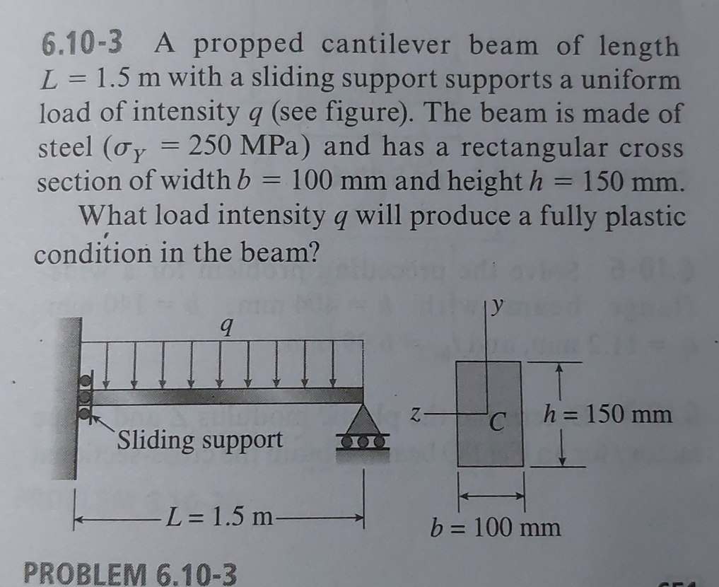 6 . 1 0 - 3 A propped cantilever beam of length L