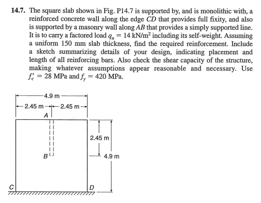 1 4 . 7 . The square slab shown in Fig. P 1 4 . 7