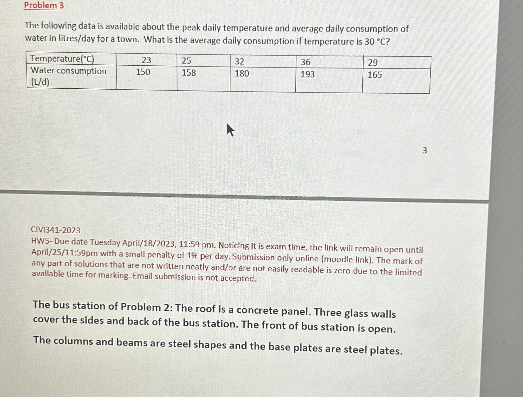 Problem 3 The following data is available about