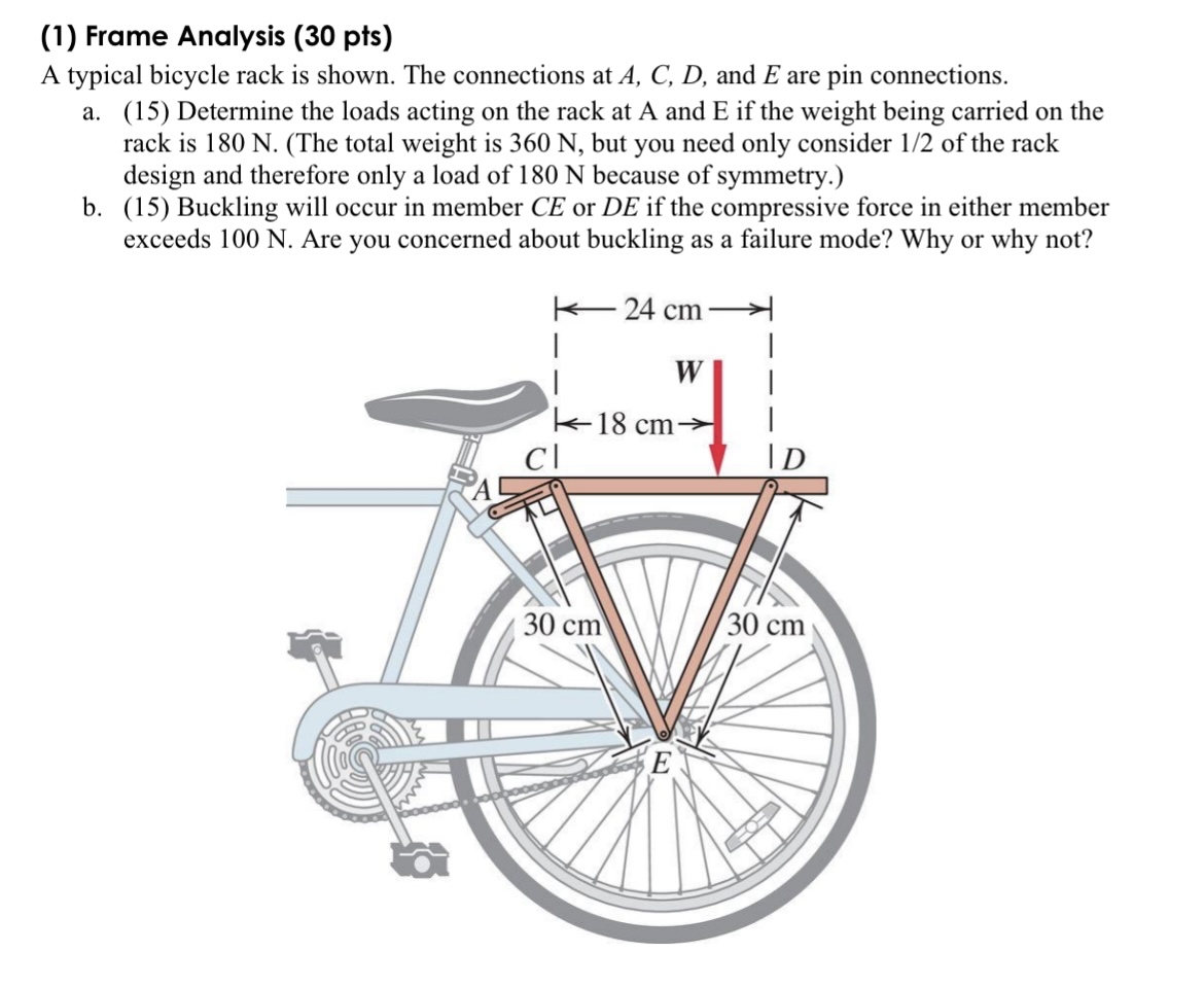 ( 1 ) Frame Analysis A typical bicycle rack is