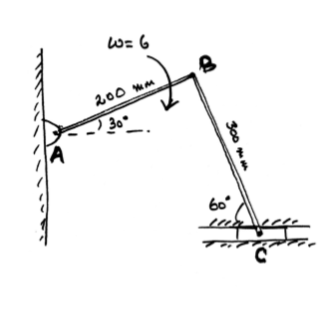 The rod AB has an angular velocity of 6 rad / s .