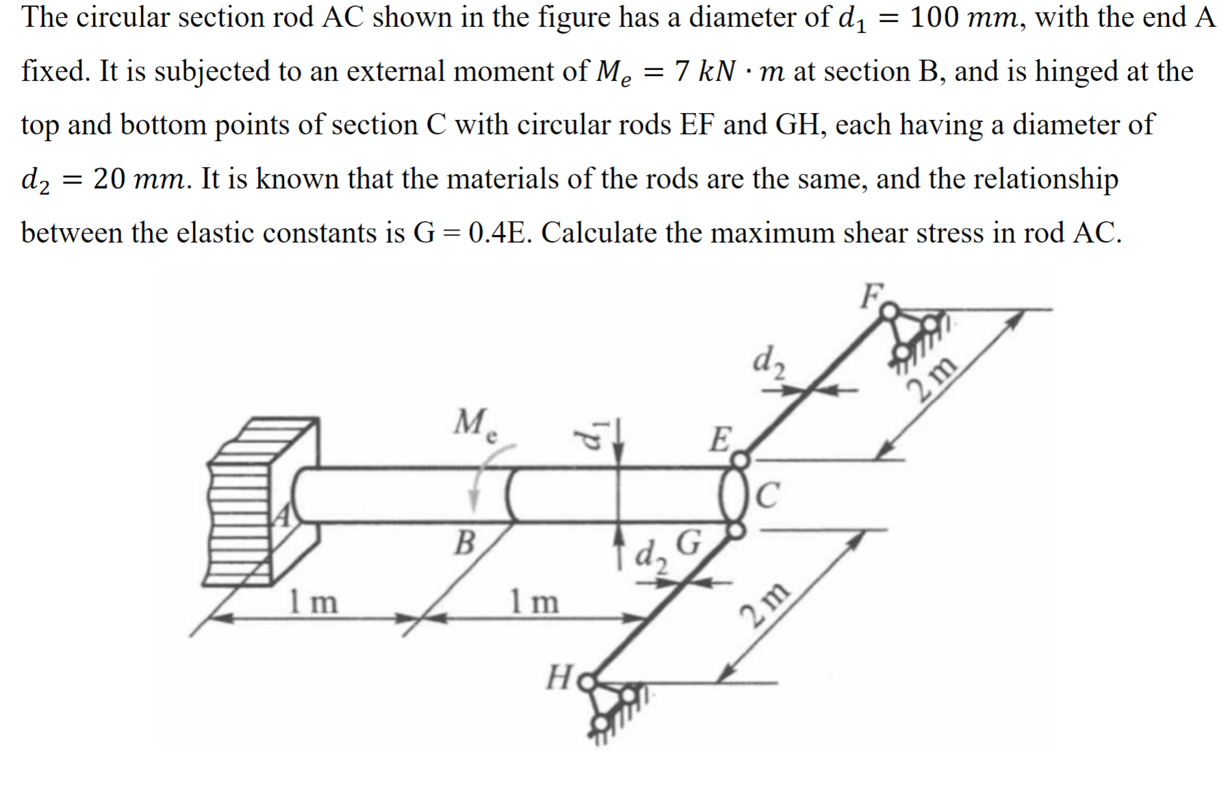 The circular section rod A C shown in the figure