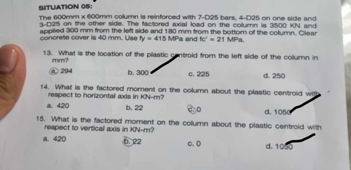 SITUATION 0 5 : The 6 0 0 m m 6 0 0 m m column is