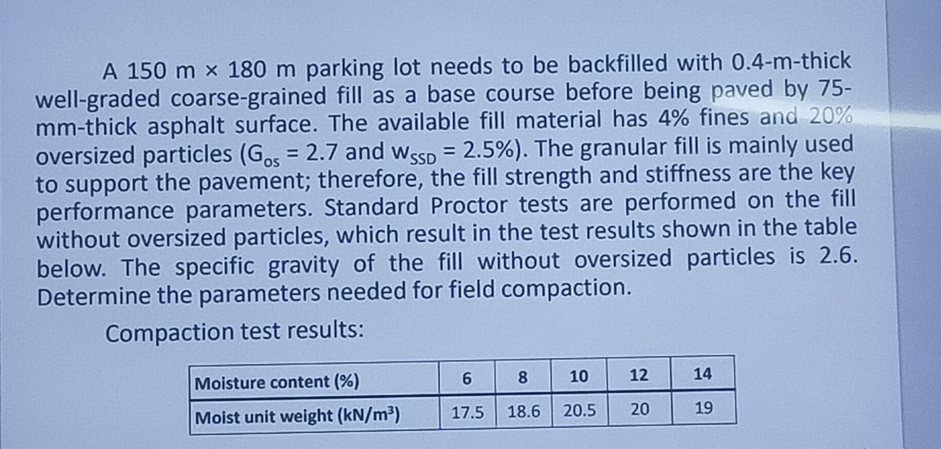 A 1 5 0 m 1 8 0 m parking lot needs to be