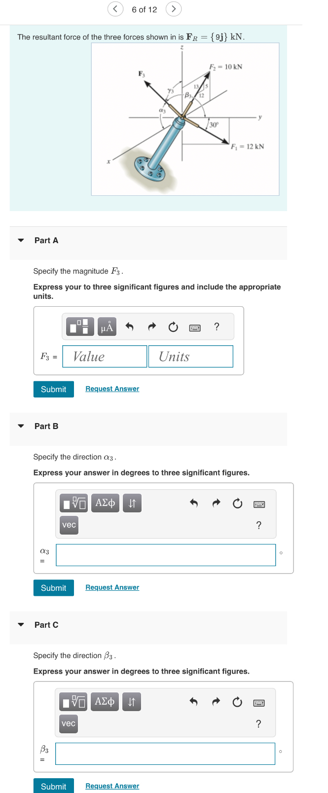 The resultant force of the throo forroc chnoun in