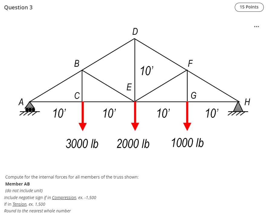 Question 3 IN IN Compute for the internal forces