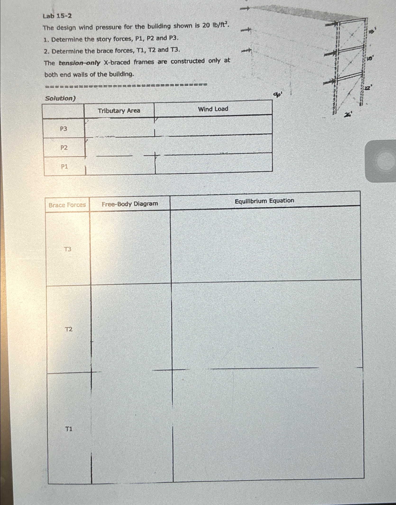 Lab 1 5 - 2 The design wind pressure for the