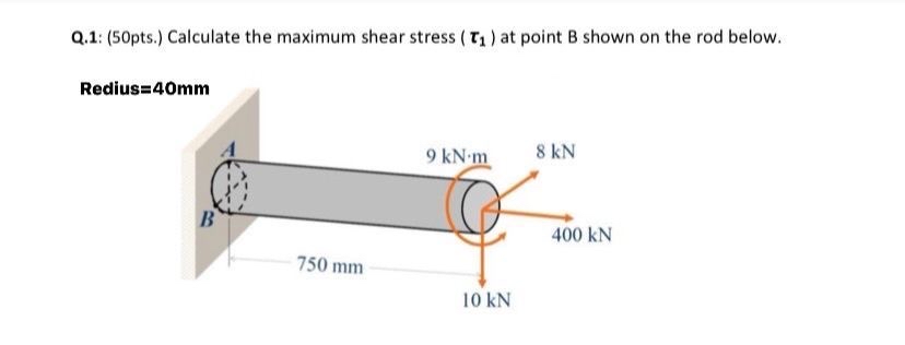 Q . 1 : ( 5 0 pts . ) Calculate the maximum shear