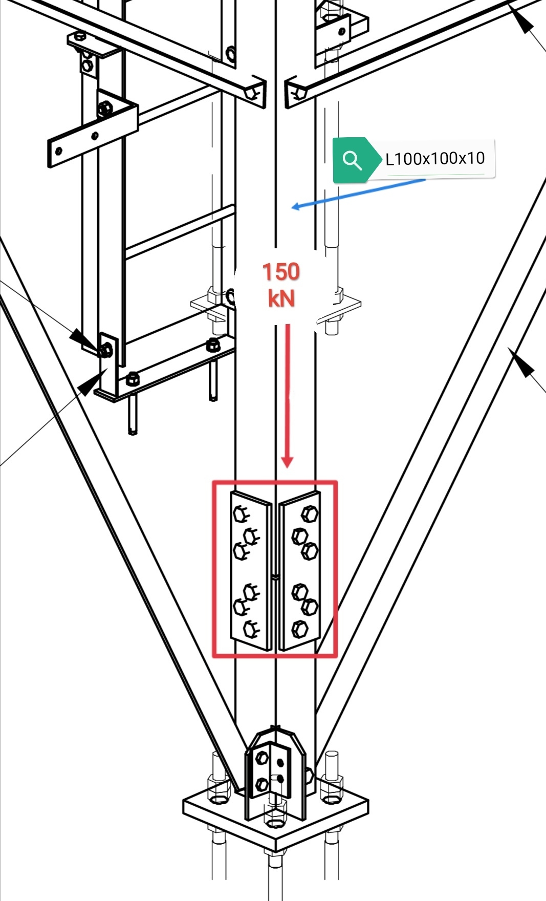 Design the connection between Two Single angles L