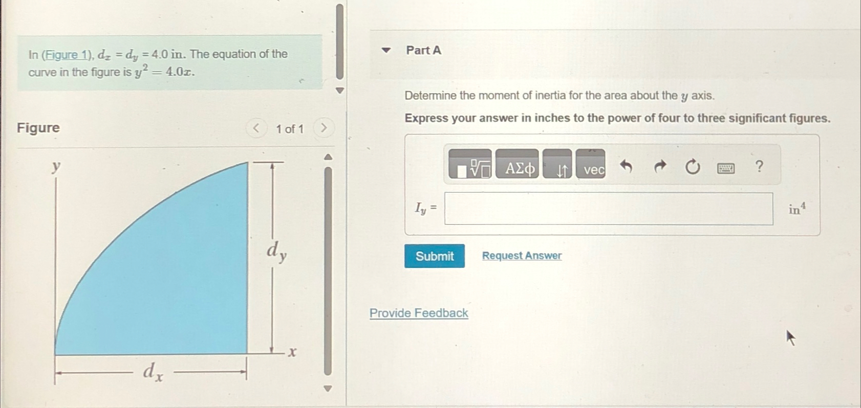In ( Figure 1 ) , d x = d y = 4 . 0 i n . The